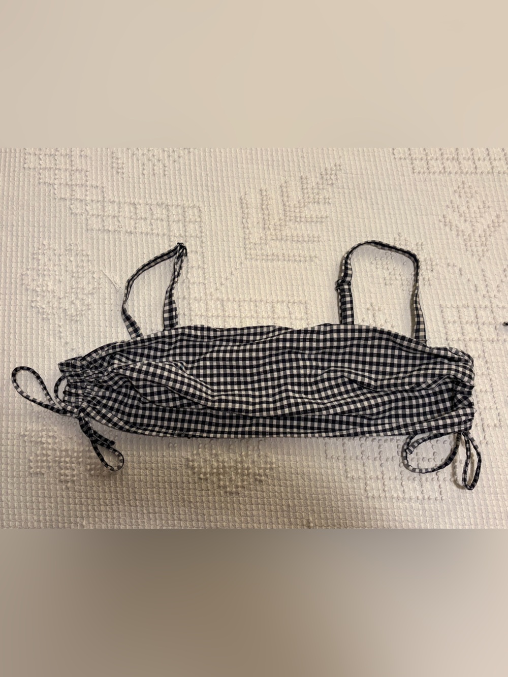 ASOS Curve Black and White Gingham Bikini Top